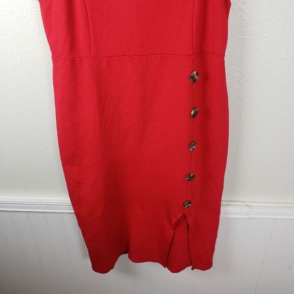Stella Luce Bright Sexy Red Open Slit Short Dress Size Large - Picture 7 of 10